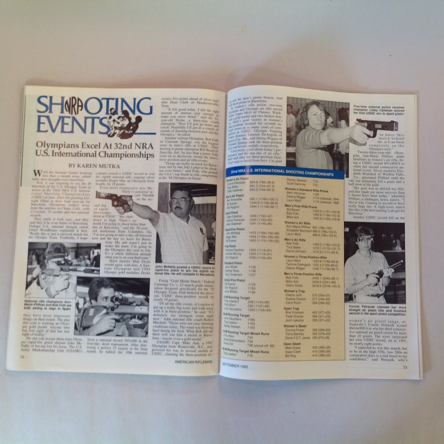 Vintage Sep 1992 American Rifleman Magazine Congress Pro-Hunting Mausers Magnum Firepower Gun Rights Disinformation