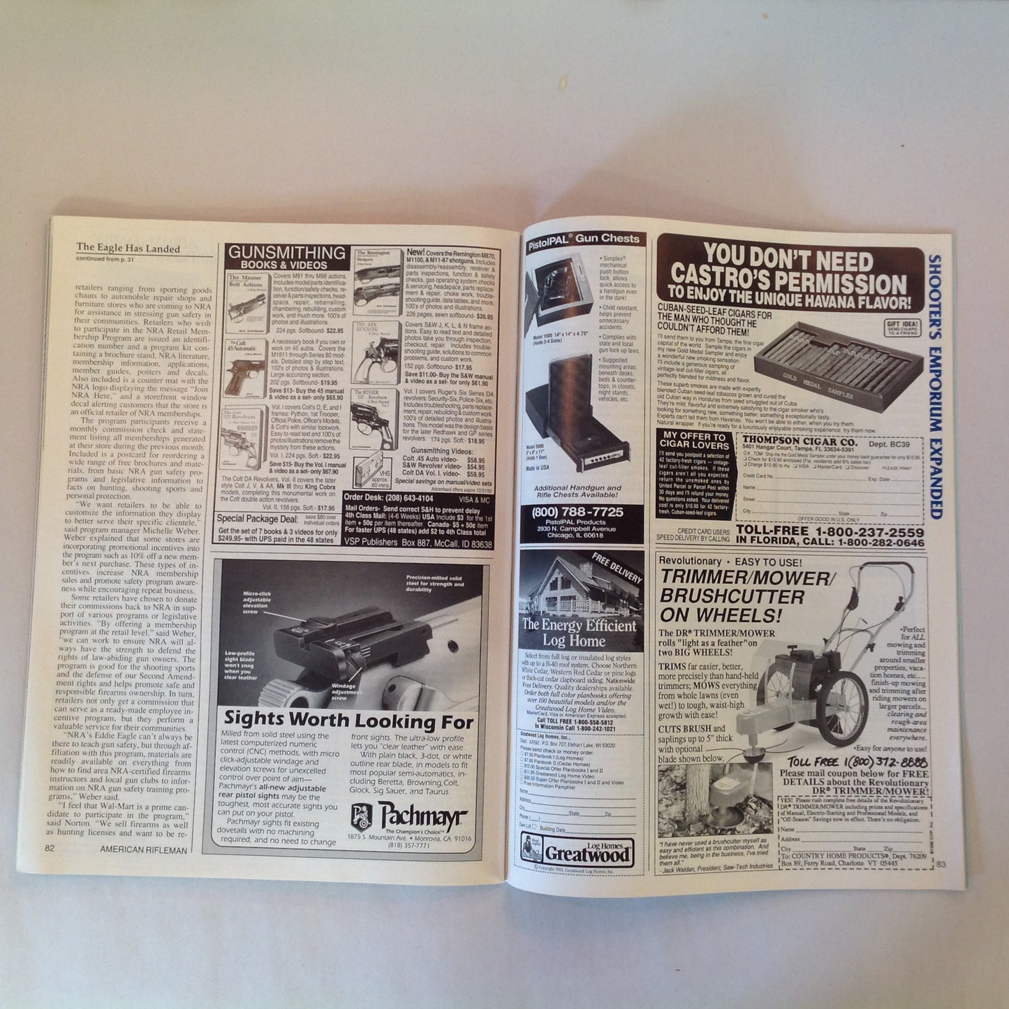 Vintage Sep 1992 American Rifleman Magazine Congress Pro-Hunting Mausers Magnum Firepower Gun Rights Disinformation