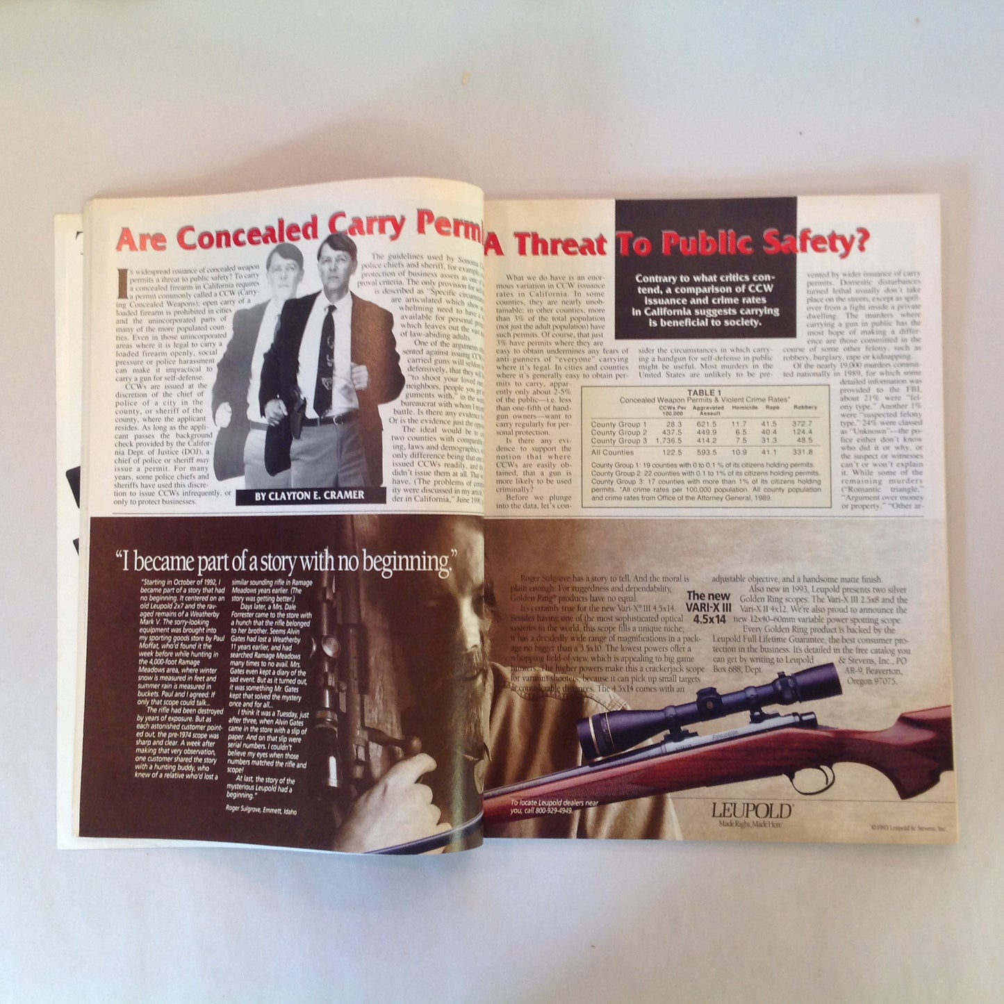 Vintage Sep 1993 American Rifleman Magazine Hideout Rigs Knight's SR-25 Ban All Semi-Autos