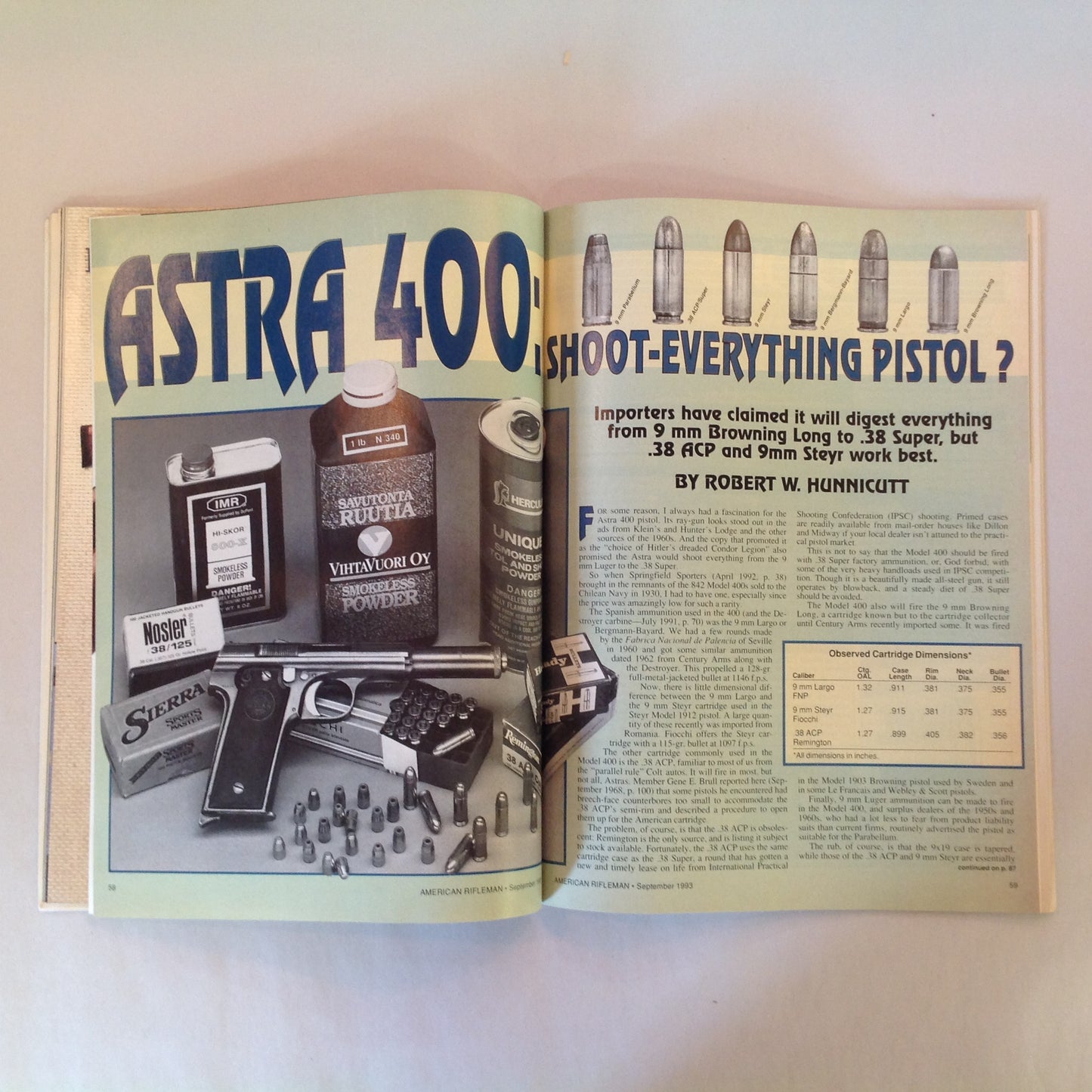 Vintage Sep 1993 American Rifleman Magazine Hideout Rigs Knight's SR-25 Ban All Semi-Autos