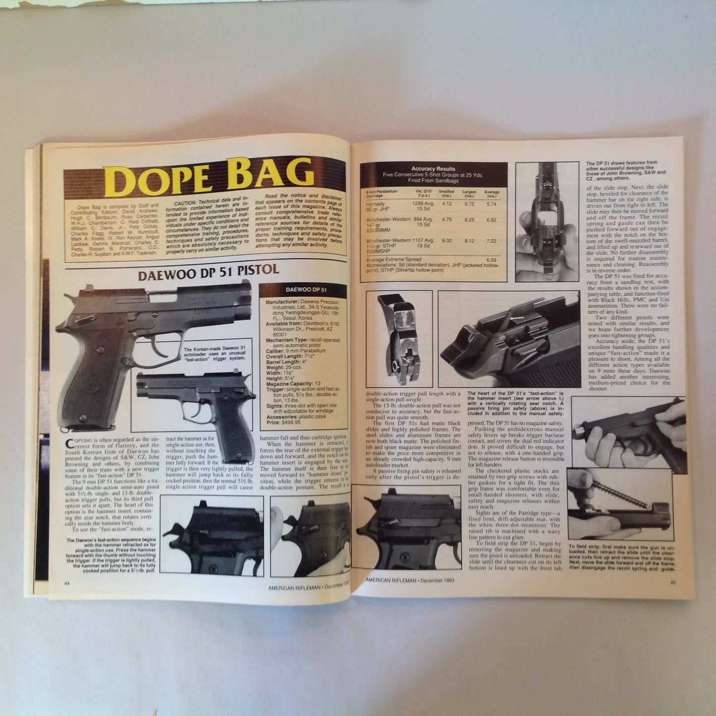 Vintage Dec 1993 American Rifleman Magazine Winchester 94 Browning Boss Election '93