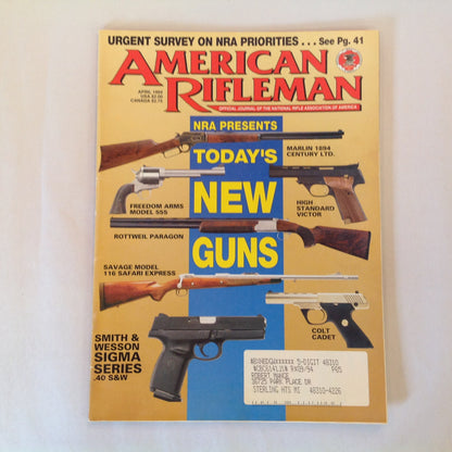 Vintage Apr 1994 American Rifleman Magazine NRA Presents Today's New Guns Urgent NRA Priorities