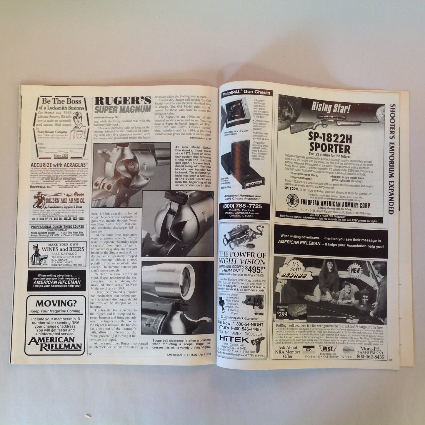 Vintage Apr 1994 American Rifleman Magazine NRA Presents Today's New Guns Urgent NRA Priorities