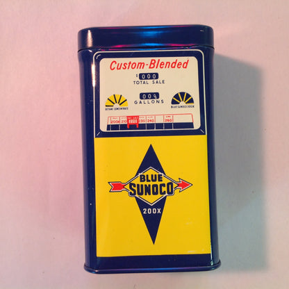 Vintage 1960's Blue Sunoco 200X Gas Pump Tin Bank