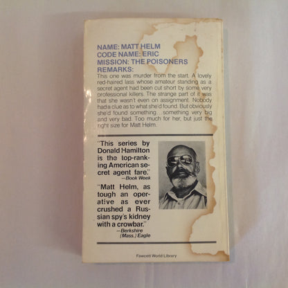 Vintage 1971 Mass Market Paperback Matt Helm: The Poisoners Donald Hamilton