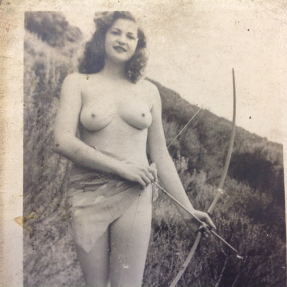 Vintage B&W Photograph Pin Up Diana Athena Amazon Bow and Arrow