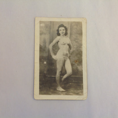 Vintage B&W Photograph Pin Up Posing Woman Smiles