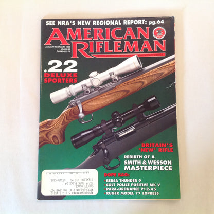 Vintage Jan/Feb 1995 American Rifleman Magazine .22 Deluxe Sporters Britain's "New" Rifle Smith & Wesson Masterpiece