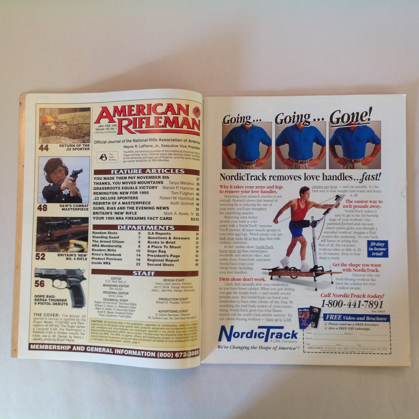 Vintage Jan/Feb 1995 American Rifleman Magazine .22 Deluxe Sporters Britain's "New" Rifle Smith & Wesson Masterpiece
