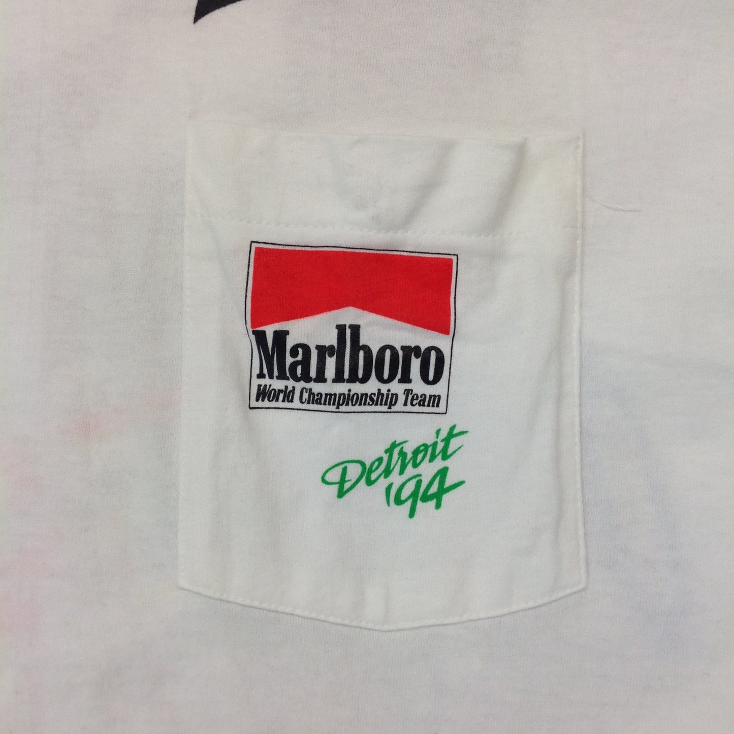 Vintage NOS 1994 Single Stitch Marlboro Racing Team Detroit 94 5 Cigarette Pack Promotional White XL T-Shirt