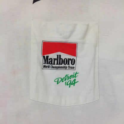 Vintage NOS 1994 Single Stitch Marlboro Racing Team Detroit 94 5 Cigarette Pack Promotional White XL T-Shirt