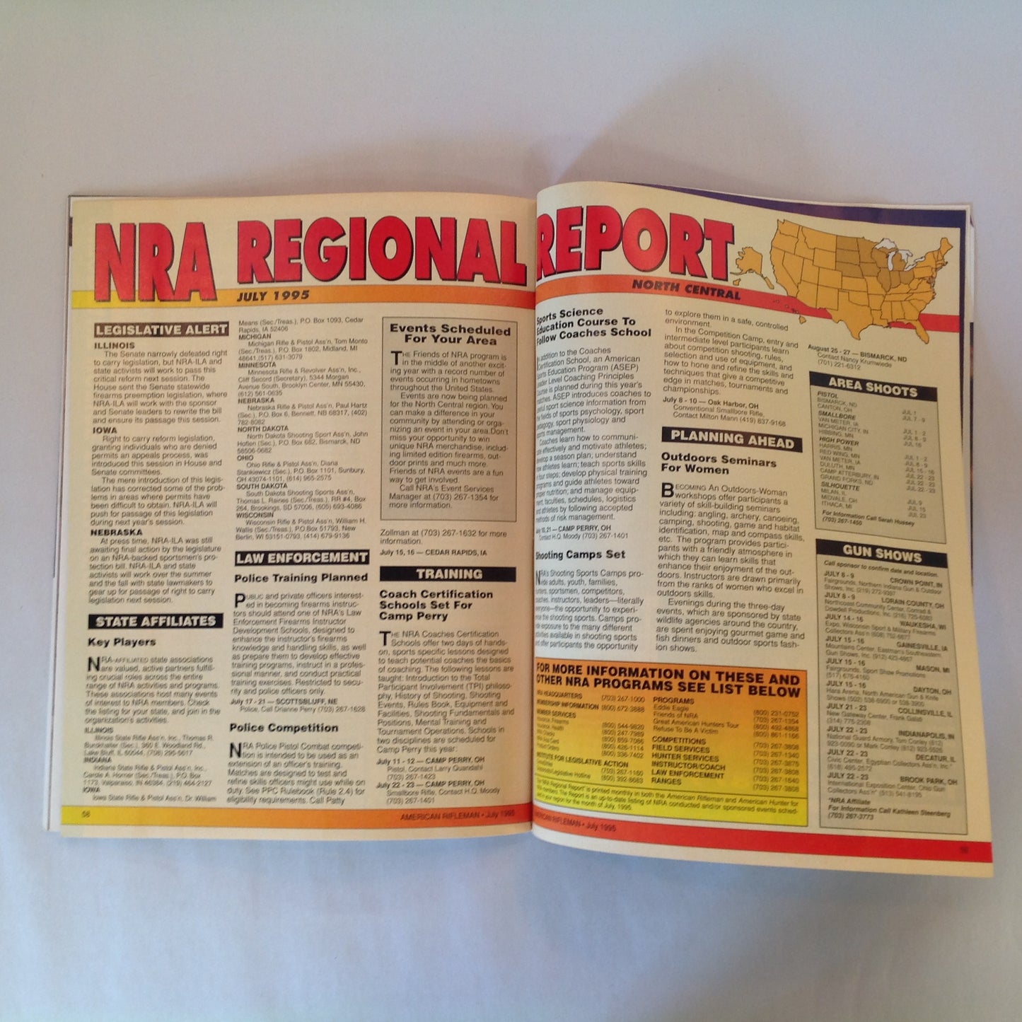 Vintage Jul 1995 American Rifleman Magazine New Compact 9mm Autos Skeet the Old Time Way NRA's New Range GI Shotguns