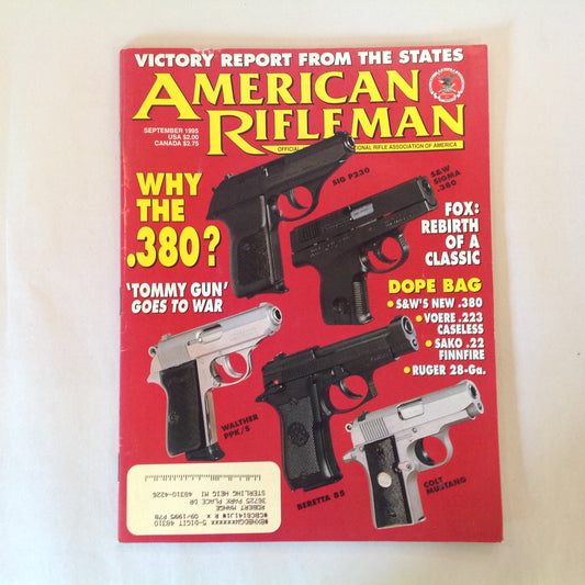 Vintage Sep 1995 American Rifleman Magazine Why the .380? Tommy Gun Goes to War Fox: Rebirth of a Classic