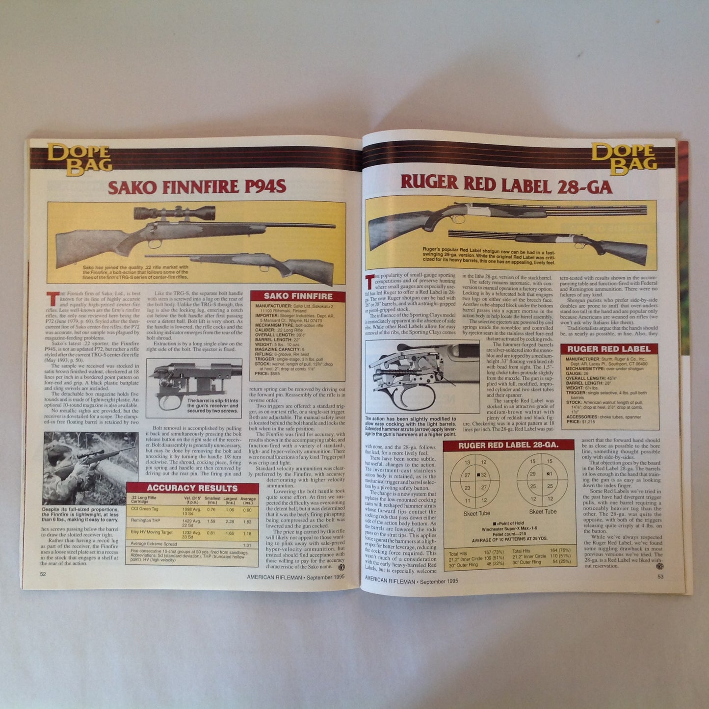 Vintage Sep 1995 American Rifleman Magazine Why the .380? Tommy Gun Goes to War Fox: Rebirth of a Classic