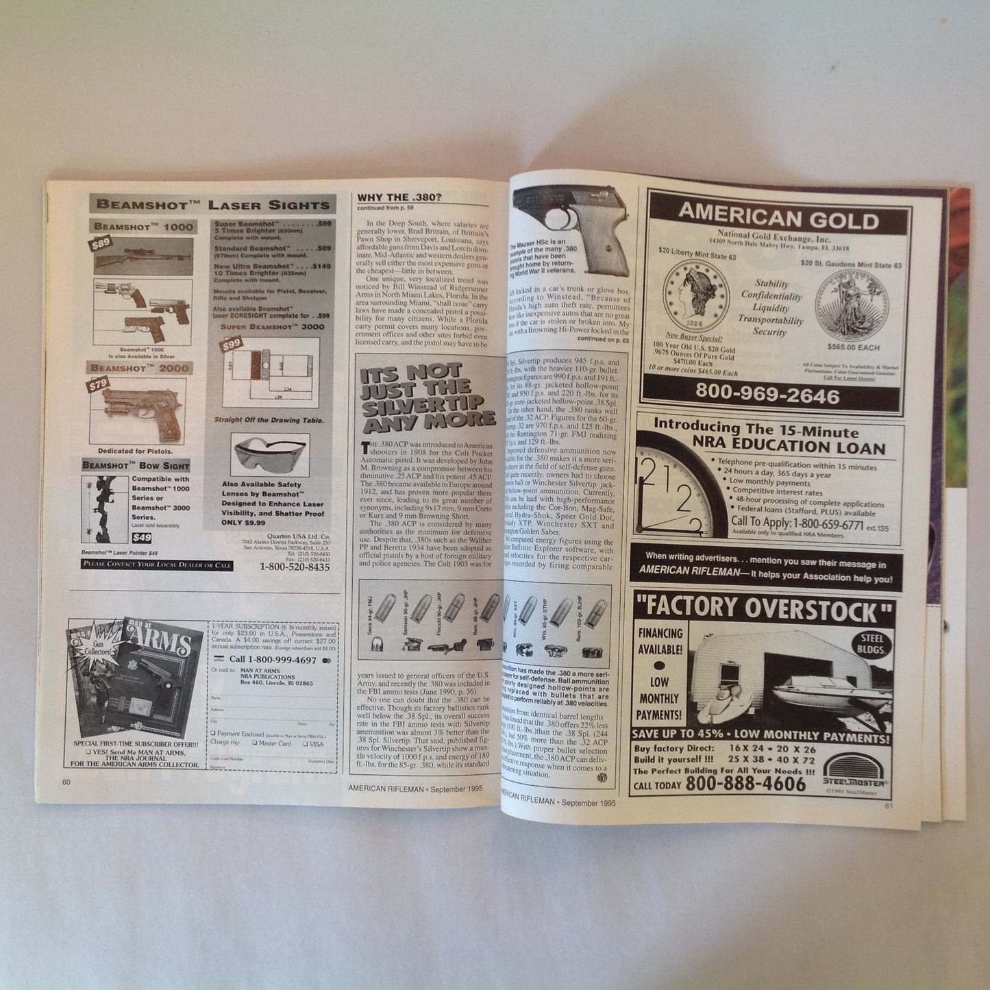 Vintage Sep 1995 American Rifleman Magazine Why the .380? Tommy Gun Goes to War Fox: Rebirth of a Classic