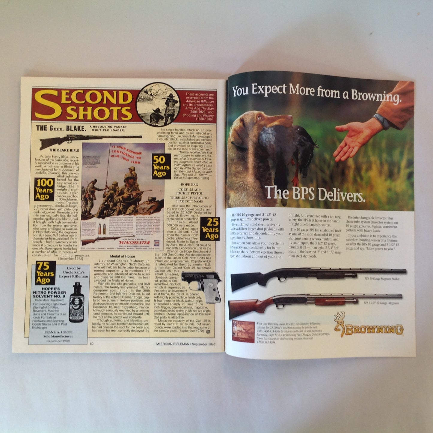Vintage Sep 1995 American Rifleman Magazine Why the .380? Tommy Gun Goes to War Fox: Rebirth of a Classic
