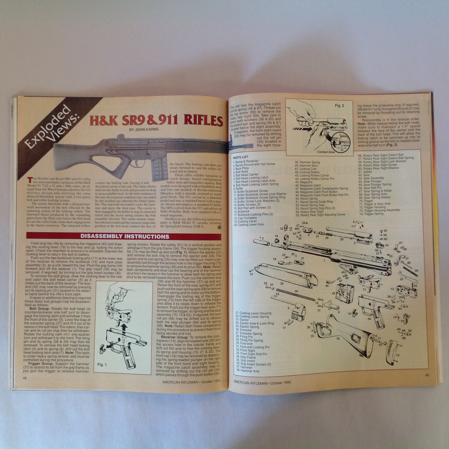 Vintage Oct 1995 American Rifleman Magazine New Glock Pocket Pistols Pursuing the Ultimate in Guns Light Loads .30-06 H&K Semi-Auto Rifles