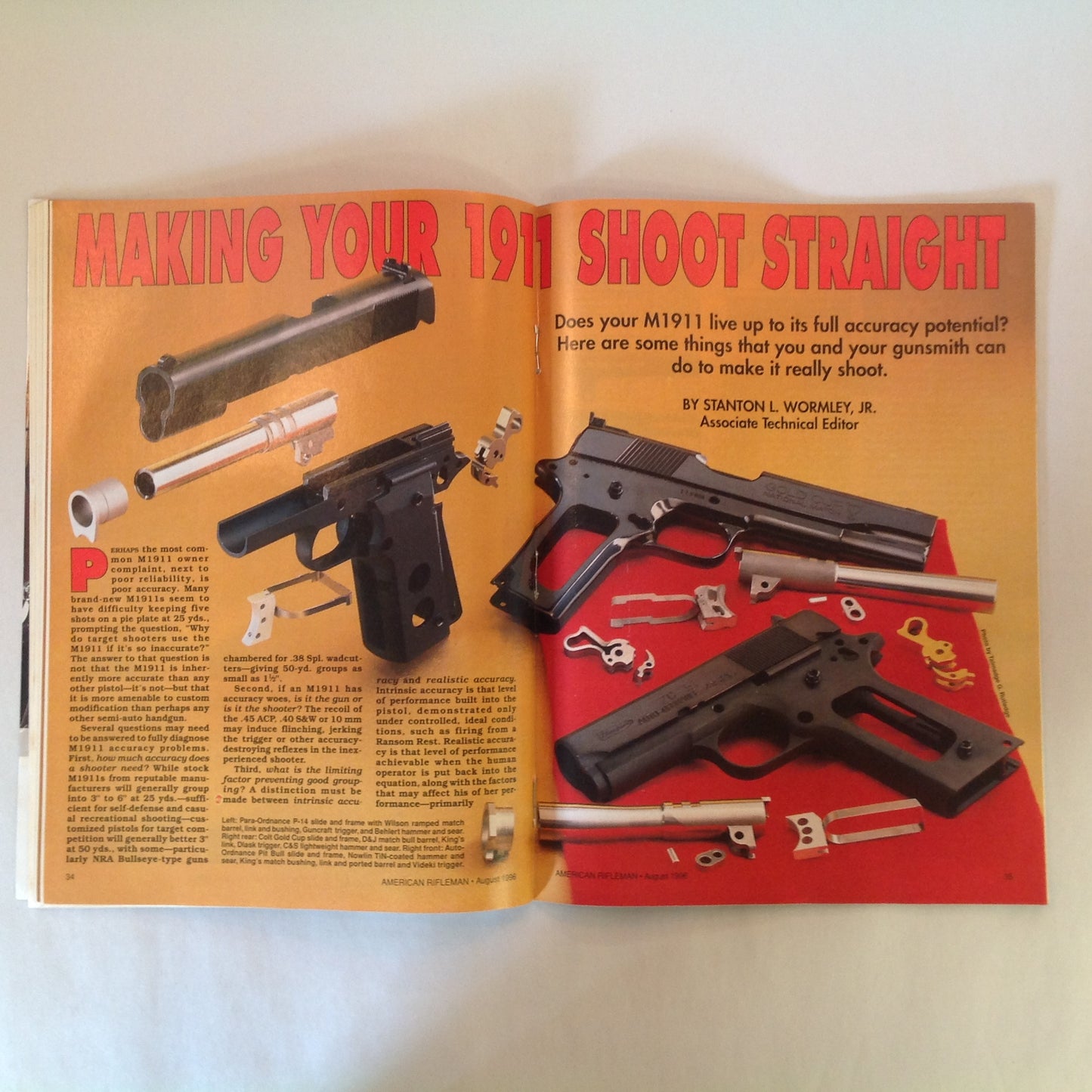 Vintage Aug 1996 American Rifleman Magazine Making Your M1911 Shoot Straight Shotguns & Loads for Beginners Newest Long-Range Rifles