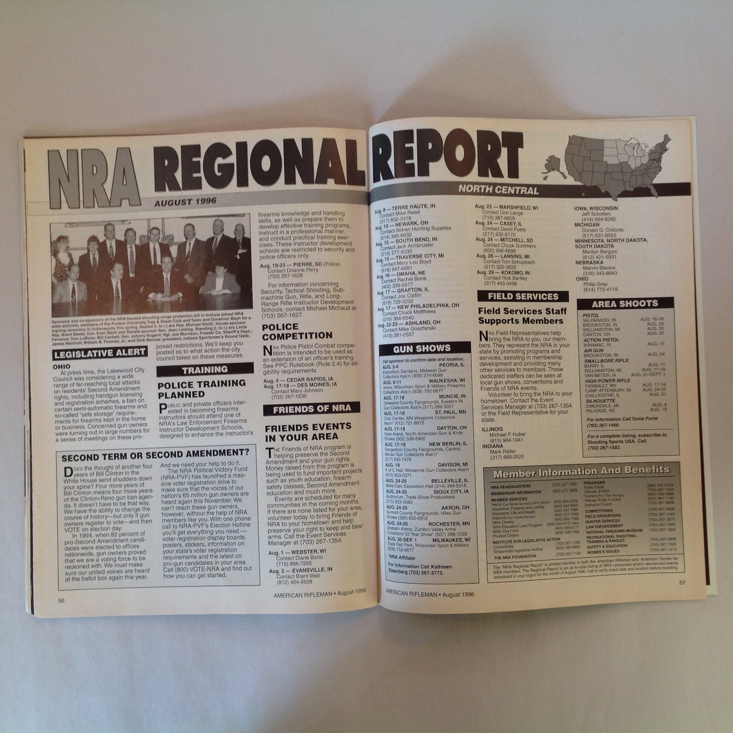 Vintage Aug 1996 American Rifleman Magazine Making Your M1911 Shoot Straight Shotguns & Loads for Beginners Newest Long-Range Rifles