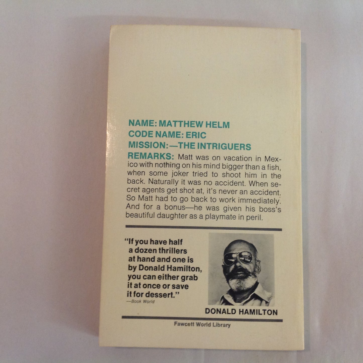 Vintage 1972 Mass Market Paperback Matt Helm: The Intriguers Donald Hamilton