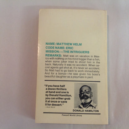 Vintage 1972 Mass Market Paperback Matt Helm: The Intriguers Donald Hamilton