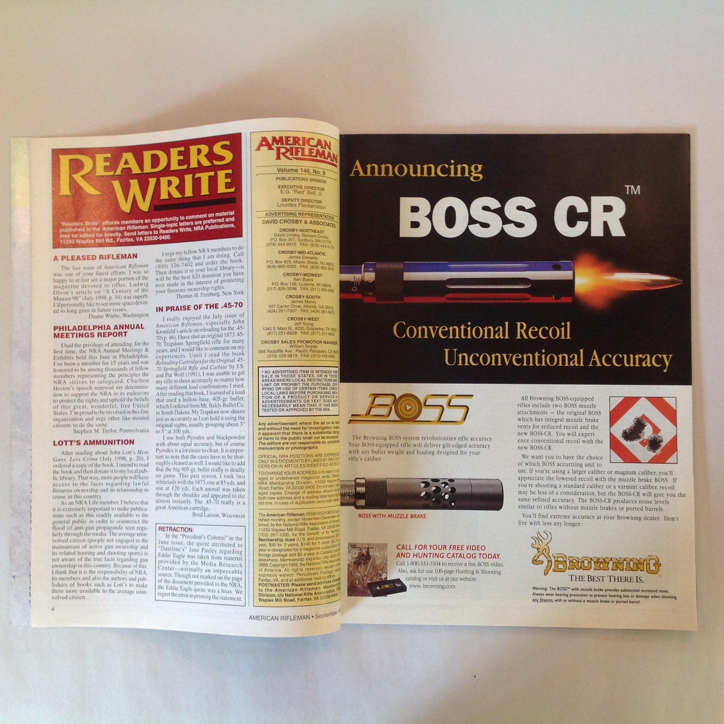 Vintage Sep 1998 American Rifleman Magazine Charlton Heston Silver Bullet Brigade America's NRA Make It Count