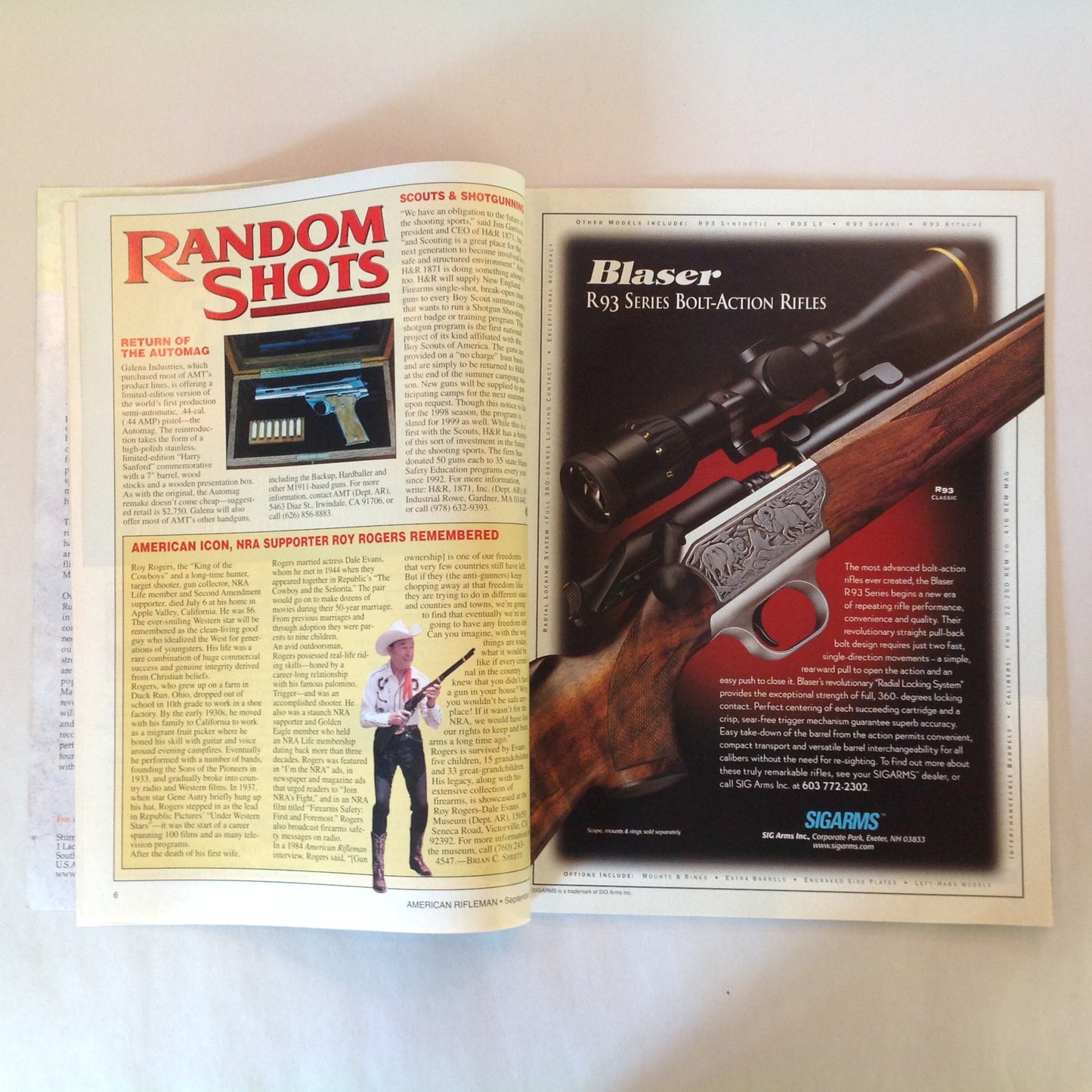 Vintage Sep 1998 American Rifleman Magazine Charlton Heston Silver Bullet Brigade America's NRA Make It Count