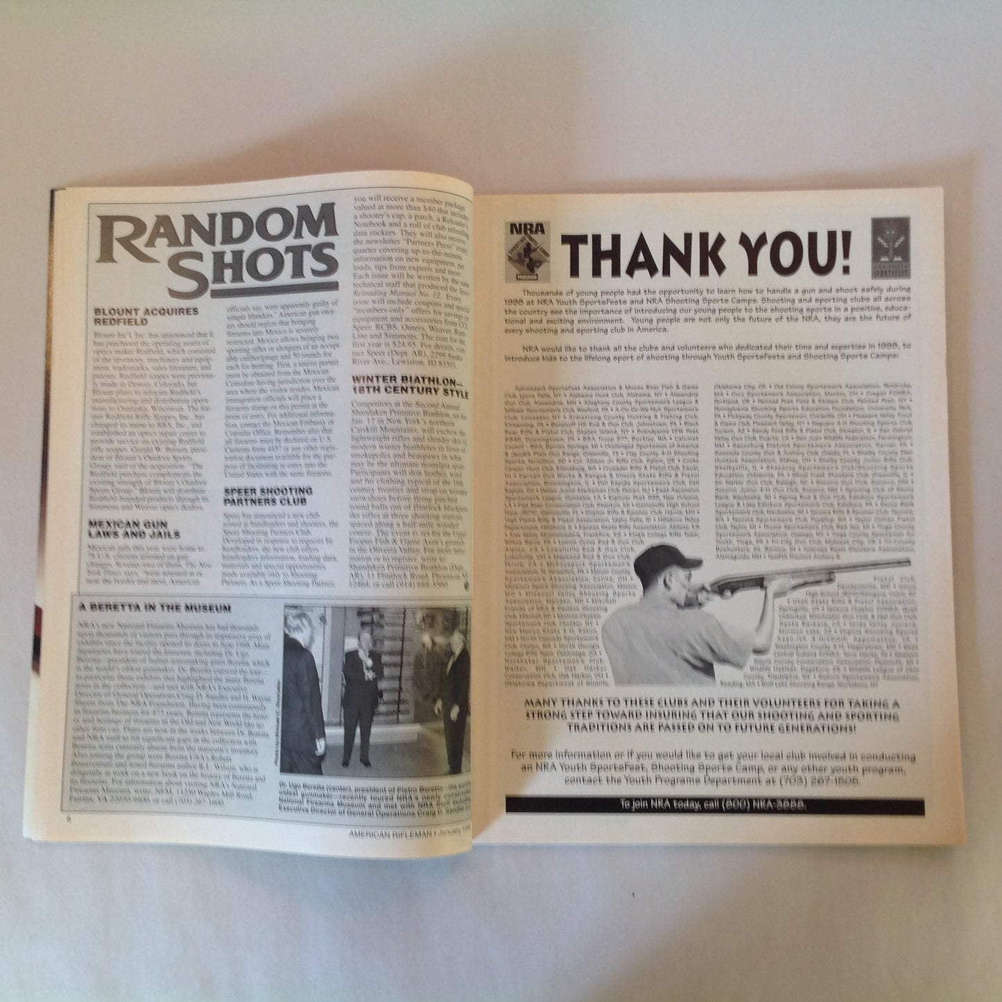 Vintage Jan 1999 American Rifleman Magazine Ruger .22 Turns 50 Swedish Mausers Cryo Treating