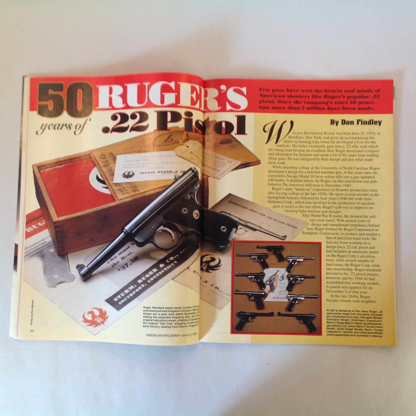 Vintage Jan 1999 American Rifleman Magazine Ruger .22 Turns 50 Swedish Mausers Cryo Treating