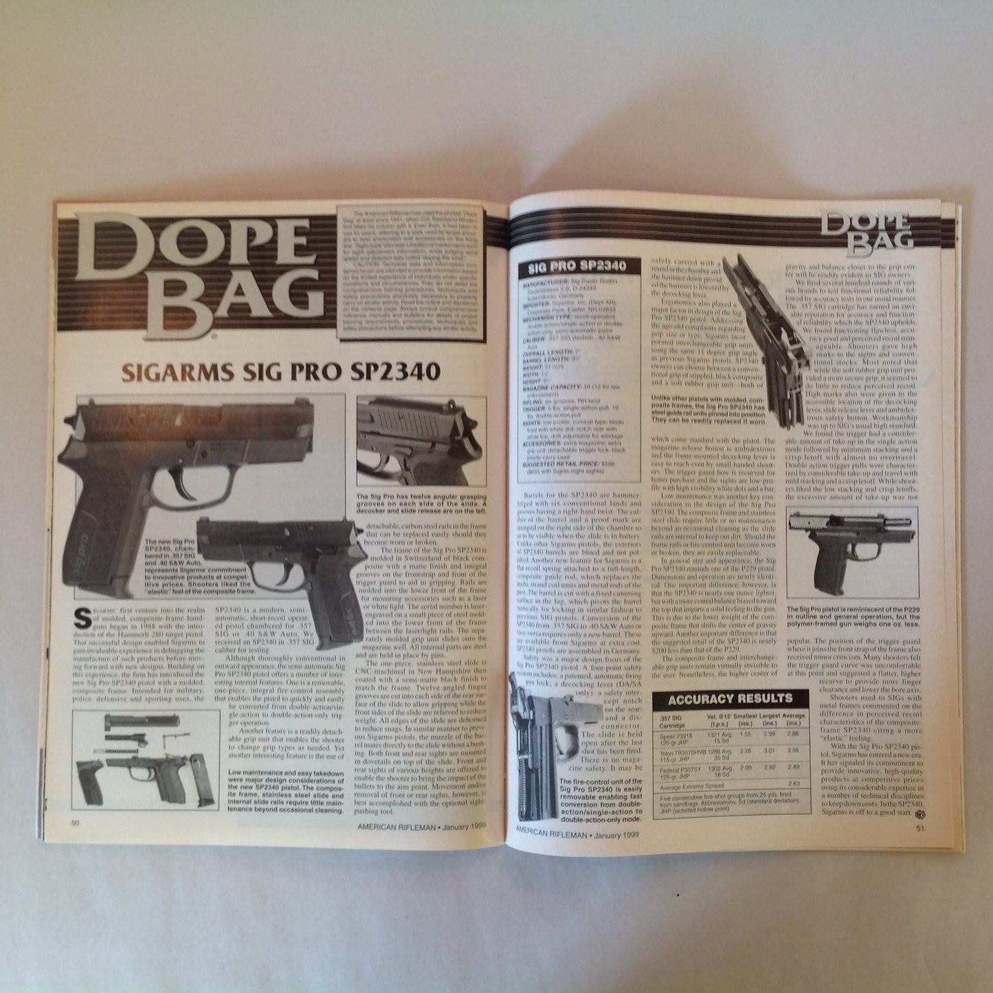 Vintage Jan 1999 American Rifleman Magazine Ruger .22 Turns 50 Swedish Mausers Cryo Treating