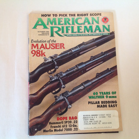 Vintage Oct 1999 American Rifleman Magazine Evolution of the Mauser 98k 60 Years of Walther