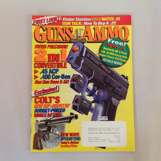 Vintage Jul 1998 Guns & Ammo Magazine 2-in-1 Convertible Colt Single Action Speedsters