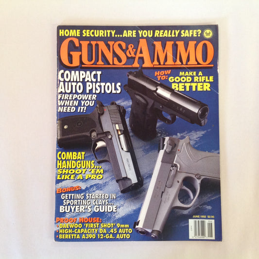 Vintage Jun 1992 Guns & Ammo Magazine Compact Auto Pistols Combat Handguns Sporting Clays Buyer's Guide
