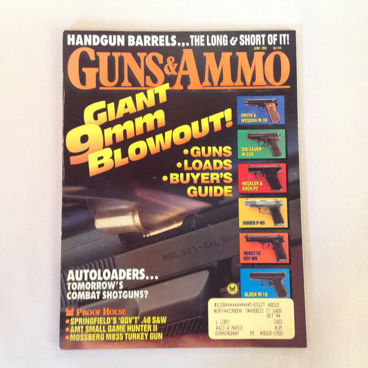 Vintage Jun 1991 Guns & Ammo Magazine Giant 9mm Blowout Guns Loads Buyer's Guide