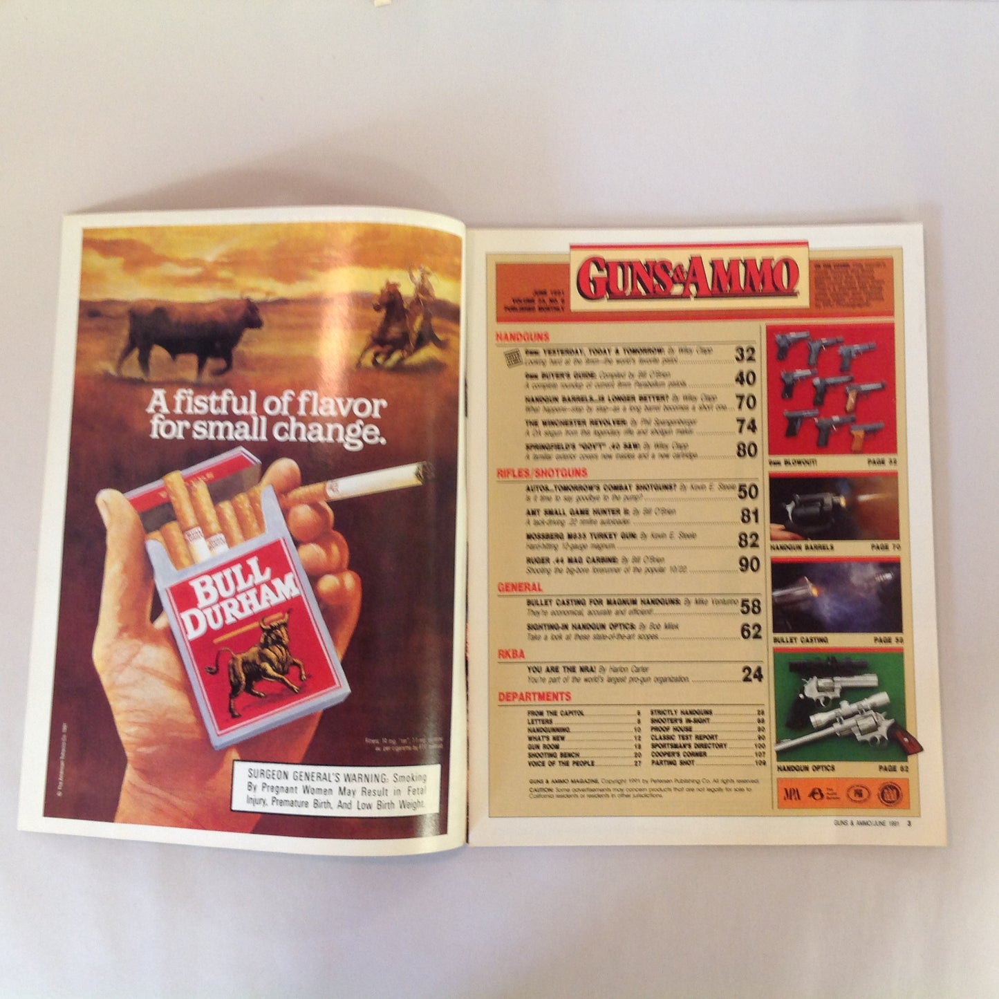Vintage Jun 1991 Guns & Ammo Magazine Giant 9mm Blowout Guns Loads Buyer's Guide