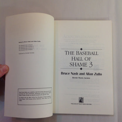 Vintage 1987 Trade Paperback The Baseball Hall of Shame 3 Bruce Nash and Allan Zullo