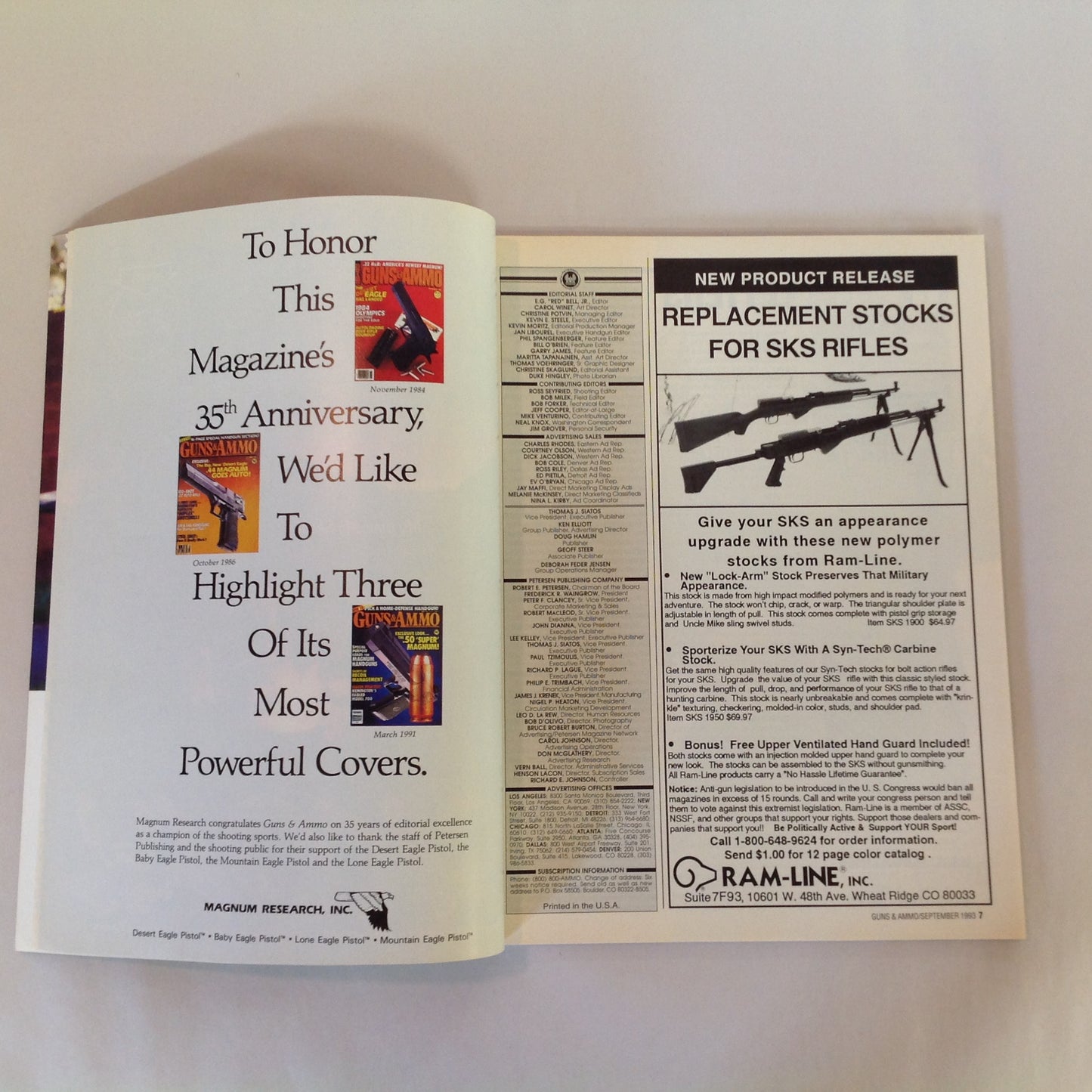 Vintage Sep 1993 Guns & Ammo Magazine Special Collector 35th Anniversary Issue