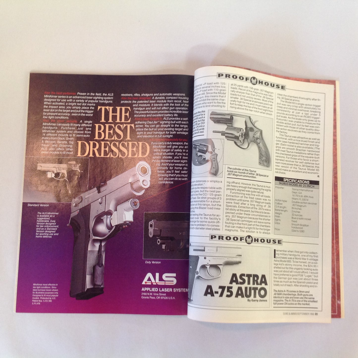 Vintage Sep 1993 Guns & Ammo Magazine Special Collector 35th Anniversary Issue