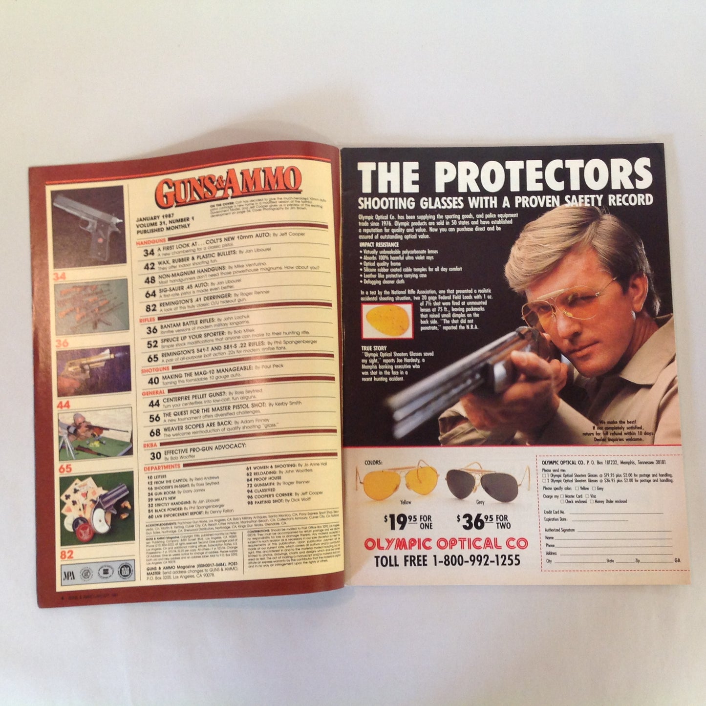 Vintage Jan 1987 Guns & Ammo Magazine Colt's New 10mm Auto .22 Assault Rifles Spruce Up Your Sporter