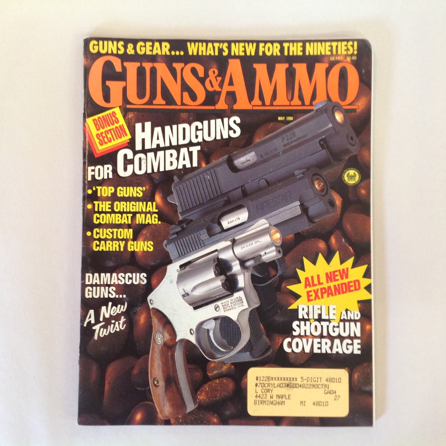 Vintage May 1990 Guns & Ammo Magazine Guns & Gear for the Nineties Handguns for Combat