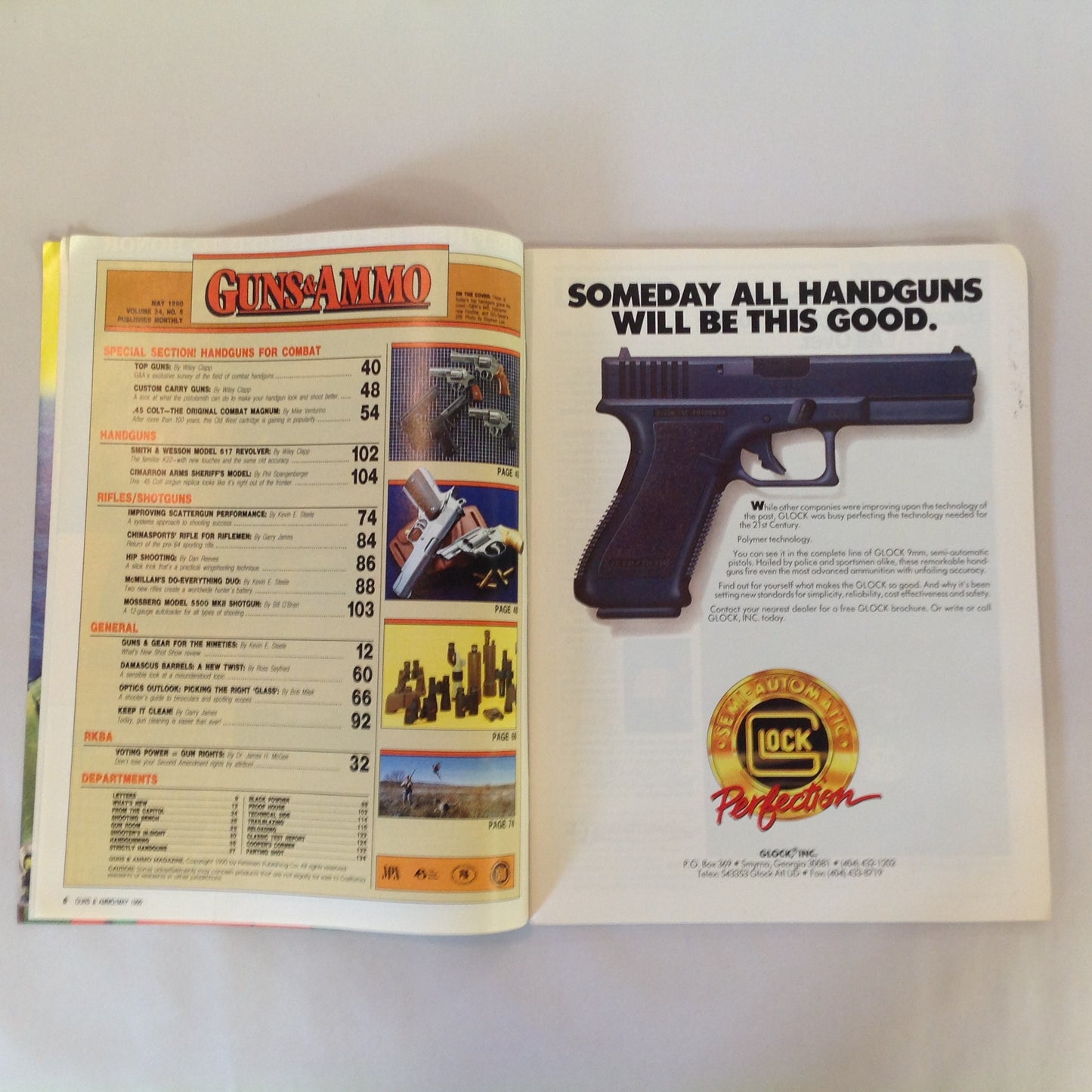 Vintage May 1990 Guns & Ammo Magazine Guns & Gear for the Nineties Handguns for Combat