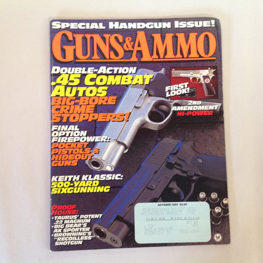 Vintage Oct 1994 Guns & Ammo Magazine Double Action .45 Combat Autos Final Option Firepower