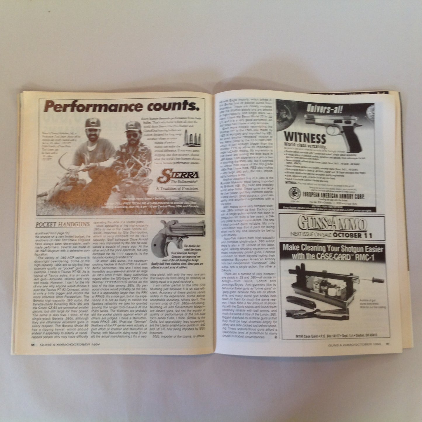 Vintage Oct 1994 Guns & Ammo Magazine Double Action .45 Combat Autos Final Option Firepower