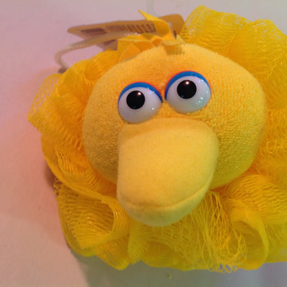 Vintage 1998 NOS Sesame Street Foamy Friends Bath Friends Sponge Loufa Pouf Big Bird Yellow