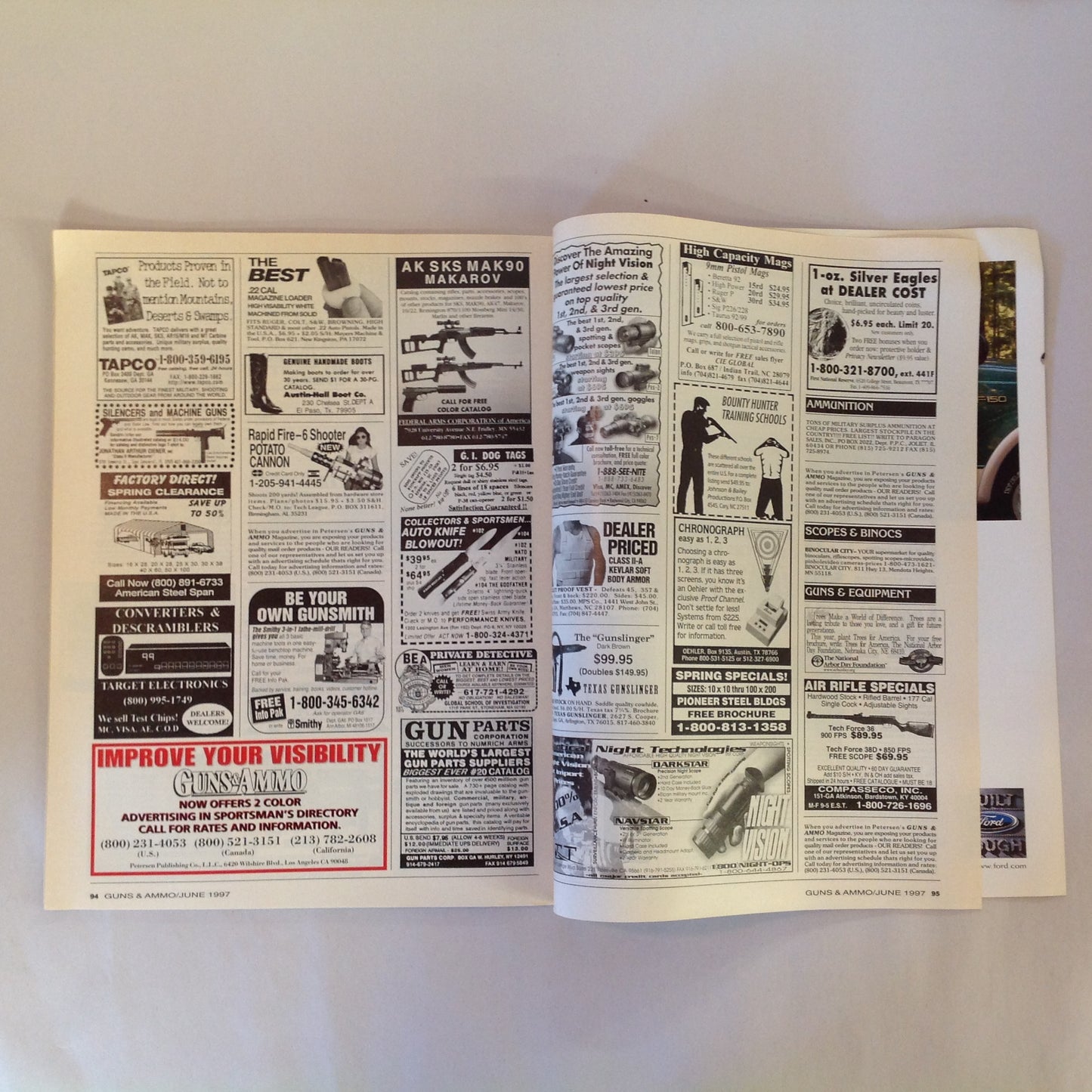 Vintage Jun 1997 Guns & Ammo Magazine Auto Pistol Accuracy FBI SWAT .45