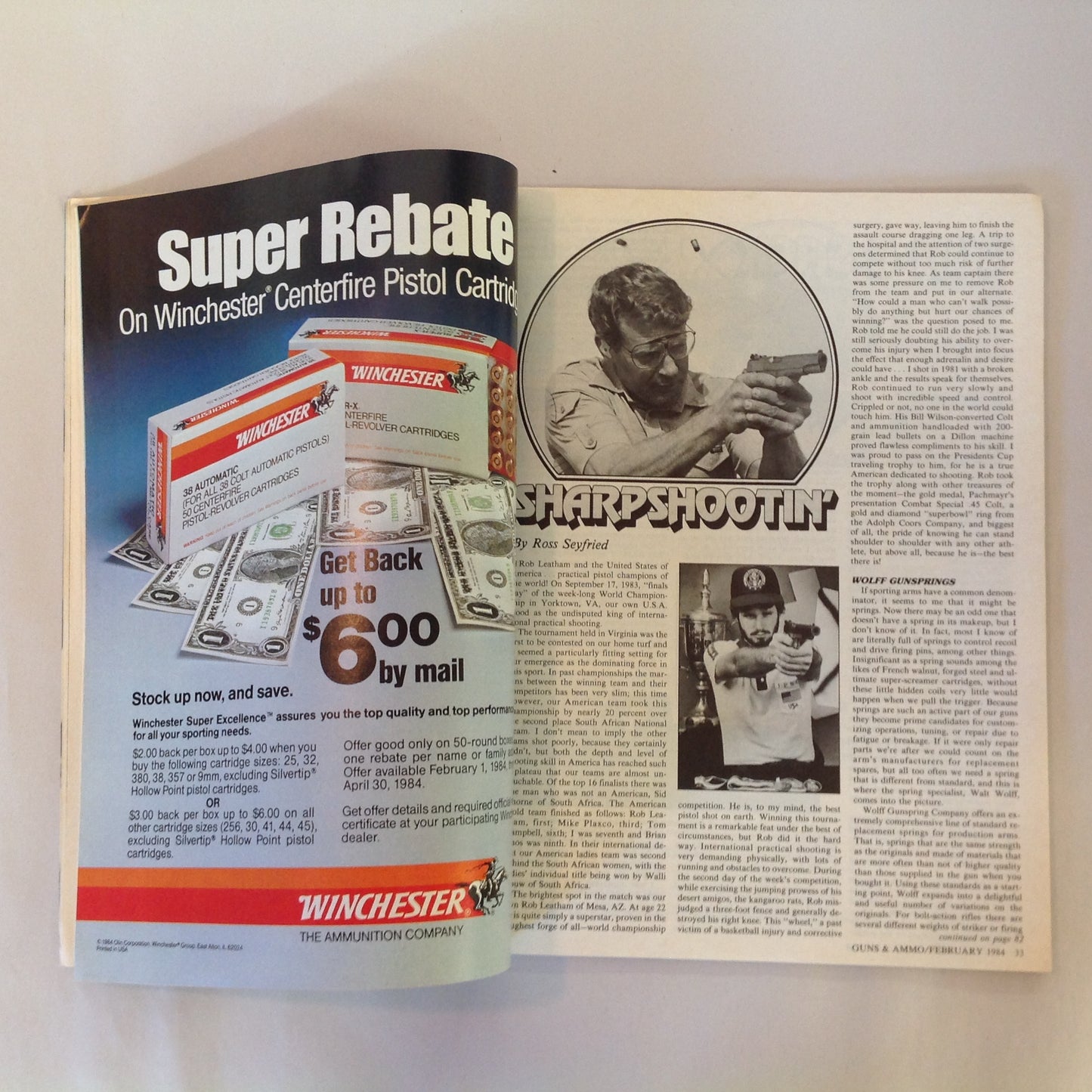 Vintage Feb 1984 Guns & Ammo Magazine Smith & Wesson's 13-Shot Combat Auto Detonics .44 Special