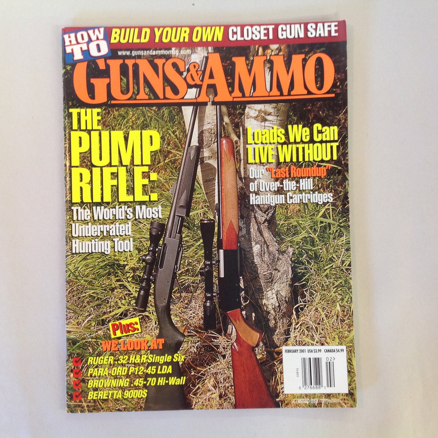 Vintage Feb 201 Guns & Ammo Magazine The Pump Rifle Last Roundup Closet Gun Safe