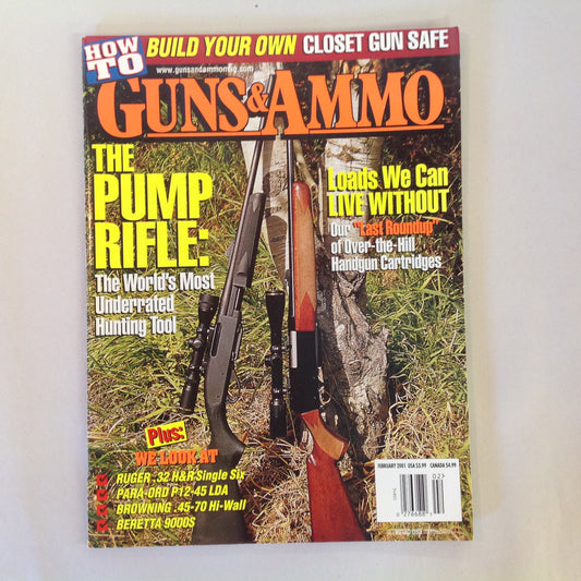 Vintage Feb 201 Guns & Ammo Magazine The Pump Rifle Last Roundup Closet Gun Safe