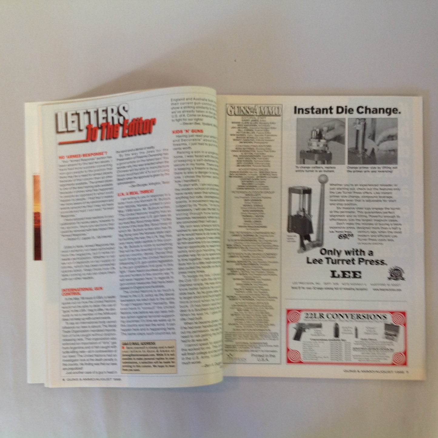 Vintage Aug 1998 Guns & Ammo Magazine 40th Anniversary Cowboy Shooting Buyer's Guide Combat .45's VOTE