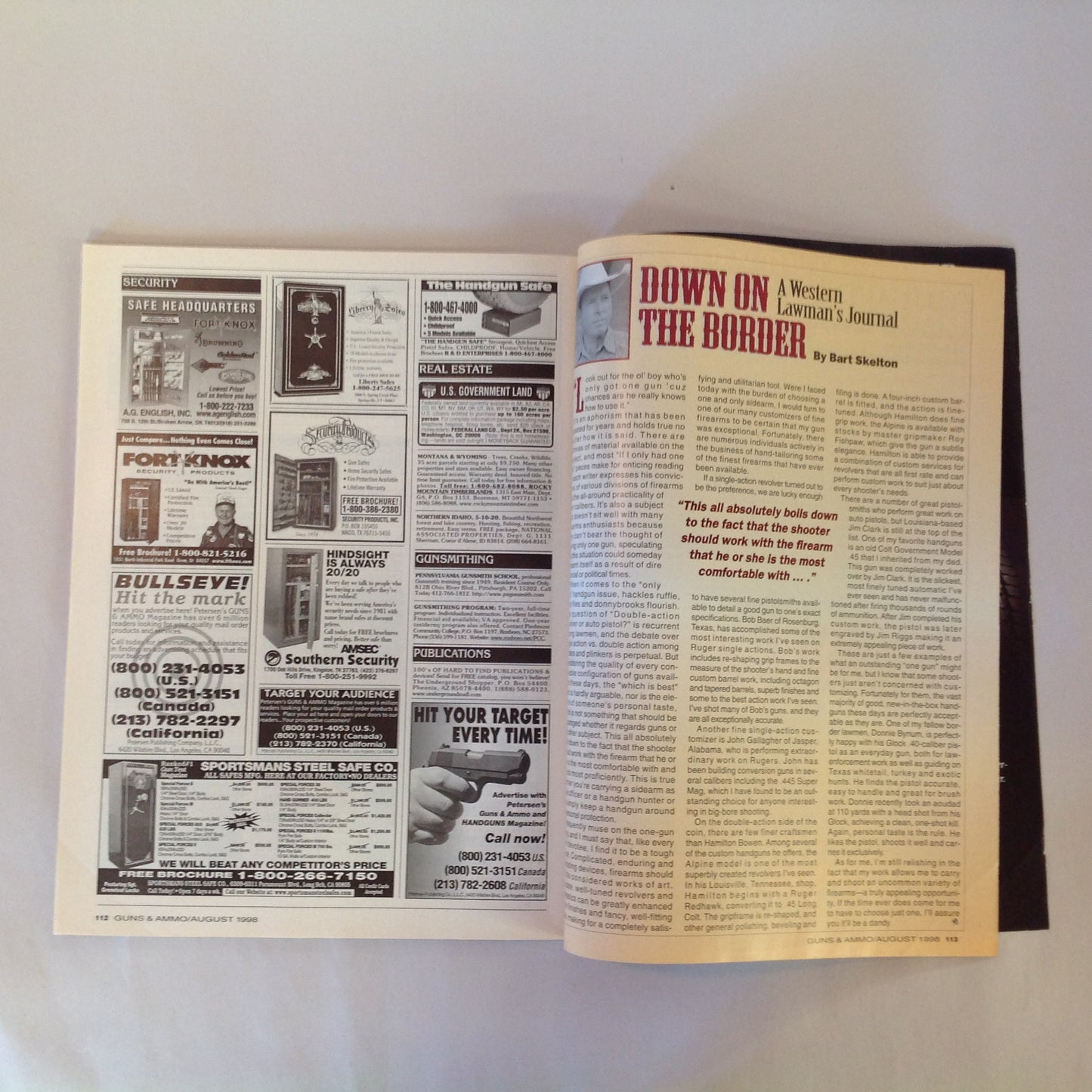 Vintage Aug 1998 Guns & Ammo Magazine 40th Anniversary Cowboy Shooting Buyer's Guide Combat .45's VOTE